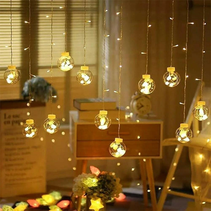 Curtain string lights decorating room for festive home decor lighting and celebrations Qatar