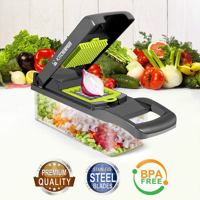 Multi functional 12 in 1 Kitchen Gadget for Vegetable Cutting With Fruit Slicer With Water Drainer good quality
