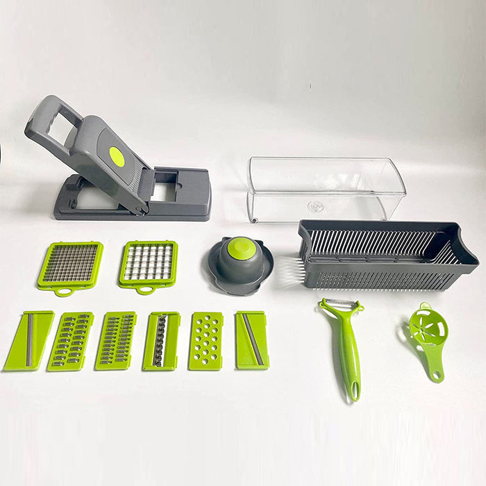 Multi functional 12 in 1 Kitchen Gadget for Vegetable Cutting With Fruit Slicer With Water Drainer items