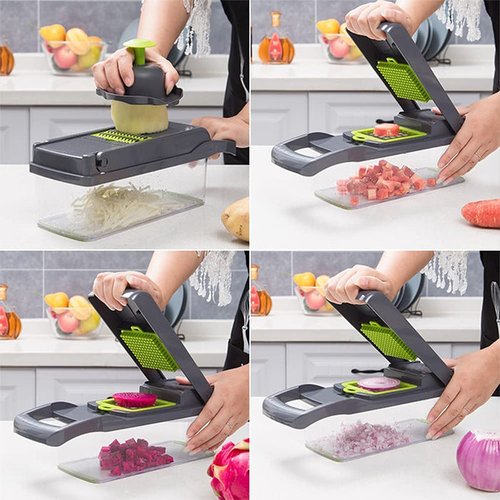 Multi functional 12 in 1 Kitchen Gadget for Vegetable Cutting With Fruit Slicer With Water Drainer easy to use