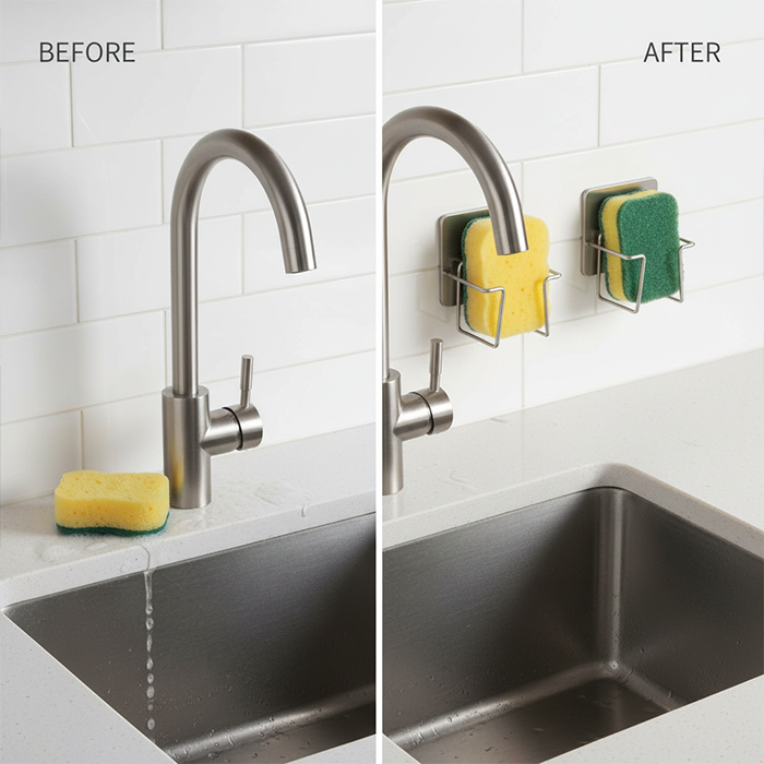 Stainless Steel Holder Sink Self Adhesive