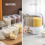 Rotating Rice Dispenser 6-Grids Rice Cereal Grains Storage Container