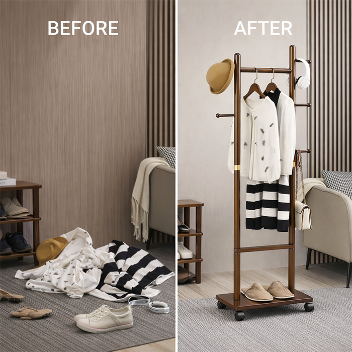 Wooden Clothes Hanger With Wheels