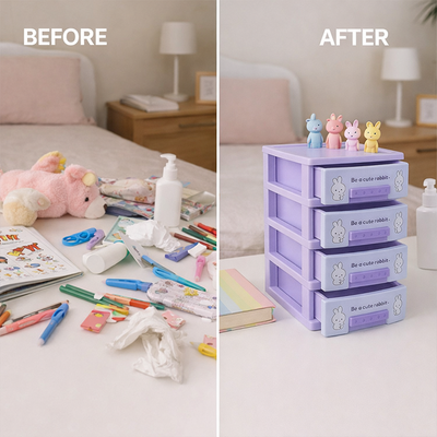 4-Layer Plastic Mini Cabinet, Kids Storage Organizer