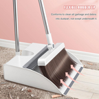 180° Rotatable Standing Brooms, Indoor Storage Buckle Type Brooms and Dustpan Set with Scraping Teeth Flexible rubber lip