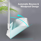 180° Rotatable Standing Brooms, Indoor Storage Buckle Type Brooms and Dustpan Set with Scraping Teeth Windproof design