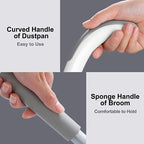 180° Rotatable Standing Brooms, Indoor Storage Buckle Type Brooms and Dustpan Set with Scraping Teeth and Scraper Deep Cleaning Suitable for Home.