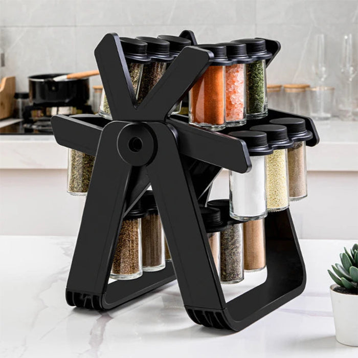 18PCS Jar Spice Rack 360°Rotating Ferris Wheel Spice Rack Seasoning Organizer 