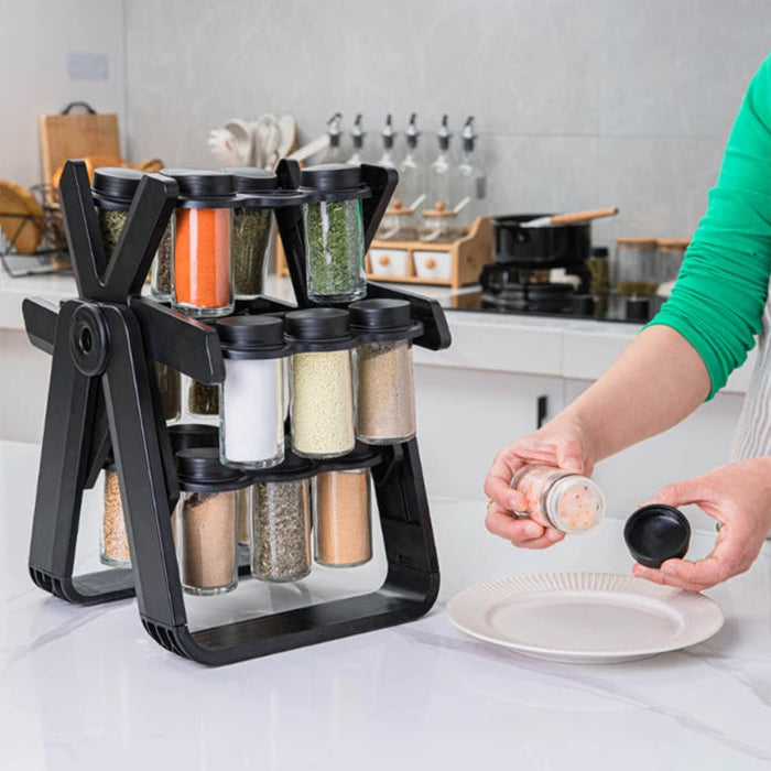 Rotating 18 Jar Spice Rack Organizer for Kitchen Storage Homesouq Home Souq