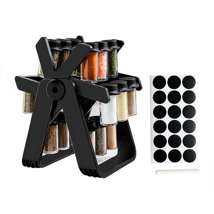 18 Jars Rotating Carousel Wheel Kitchen Spice Rack Organizer