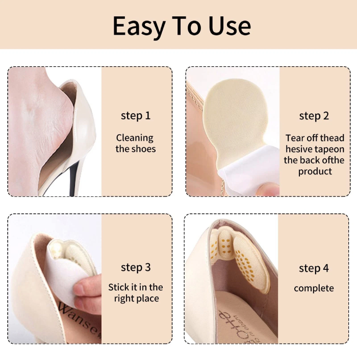 Heel Pain Relief Anti Slip Cushioning Pads for Comfy Heels