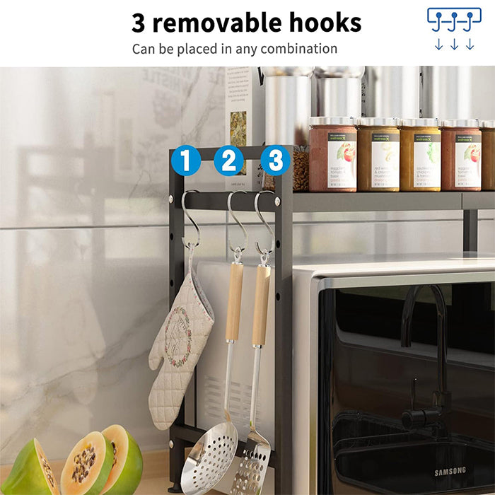 1 Tier Expandable Microwave Oven Rack With Hooks