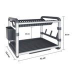 2 layer Aluminum Dish Rack Organizer for Kitchen Drying Stand with a Drain Tray Weight-Bearing Base Qatar