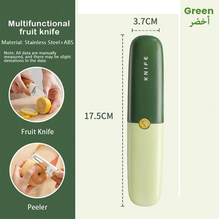 2-in-1 Fruit and Vegetable Knife and Peeler - Double Head Tool for Cutting, Slicing, Peeling green's dimensions