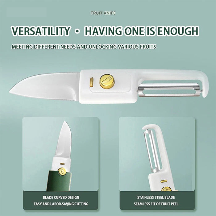 2-in-1 Fruit and Vegetable Knife and Peeler - Double Head Tool for Cutting, Slicing, Peeling blade curved design