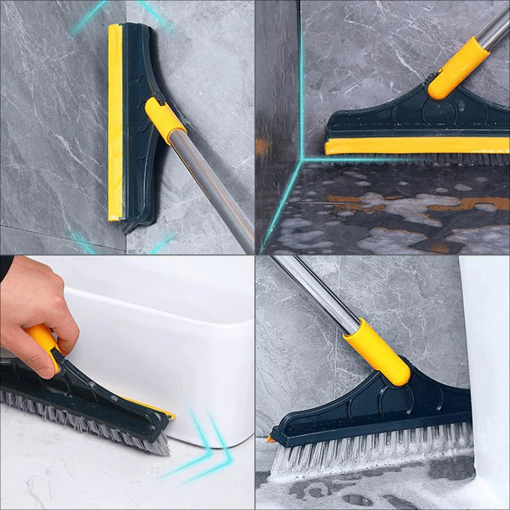 2-in-1 Floor Scrub Brush with Wiper