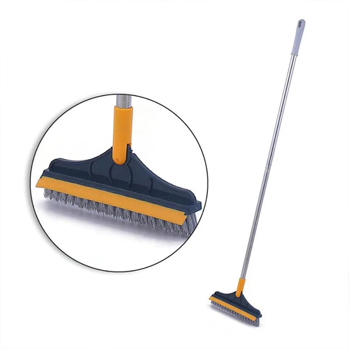 2 in 1 Bathroom Cleaning Brush Wiper Tiles Cleaning Bathroom Brush Floor Scrub Brush with Long Handle 