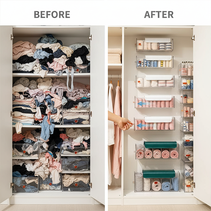 Wall hanging transparent organiser garments storage box