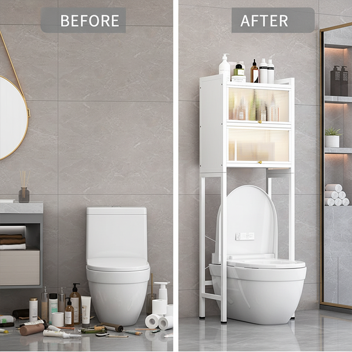 Metallic Space Saving Toilet Storage Cabinet For Bathroom
