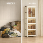 Portable Folding Storage Cabinet With Wheels