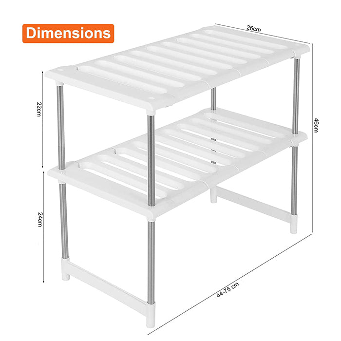 2 Tier Adjustable Kitchen Cabinet Under Sink Storage Organizer dimensions