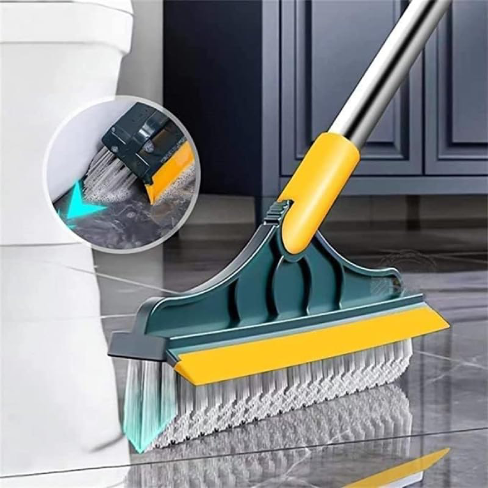 2 in 1 Bathroom Cleaning Brush Wiper Tiles Cleaning Bathroom Brush Floor Scrub Brush with Long Handle 120° Rotate Home Kitchen Bathroom Cleaning Brush v shaped