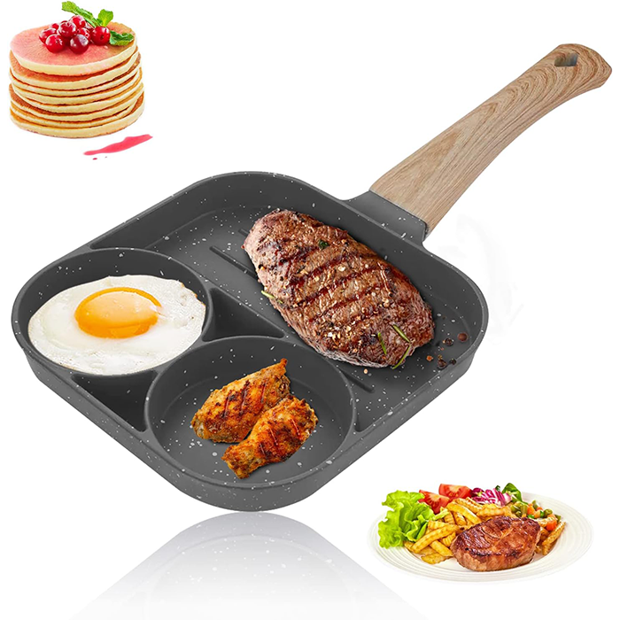2 in 1 Hole Pan Mini Frying Egg Nonstick Skillet Pan Perfect pan for Breakfast Detachable Handle