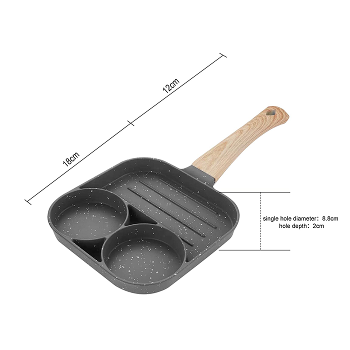 2 in 1 Hole Pan Mini Frying Egg Nonstick Skillet Pan Perfect pan for Breakfast Dimensions