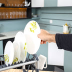 2 layer Aluminum Dish Rack Organizer for Kitchen Drying Stand with a Drain Tray