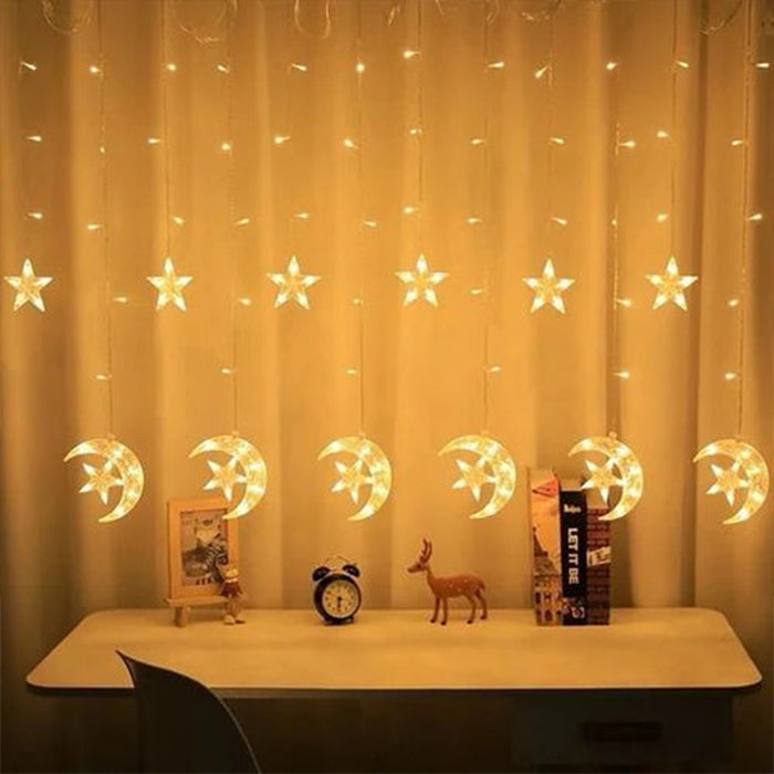 3.5M LED Star and Moon String Lights - Decorative Ramadan Led Lights for Indoor Outdoor.