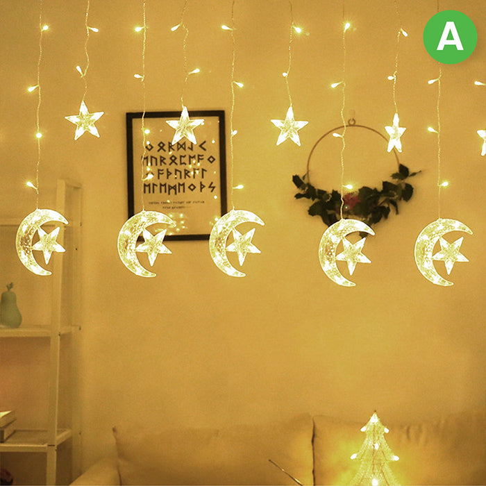 3.5M LED Star and Moon String Lights - Decorative Ramadan Led Lights for Indoor Outdoor simple design