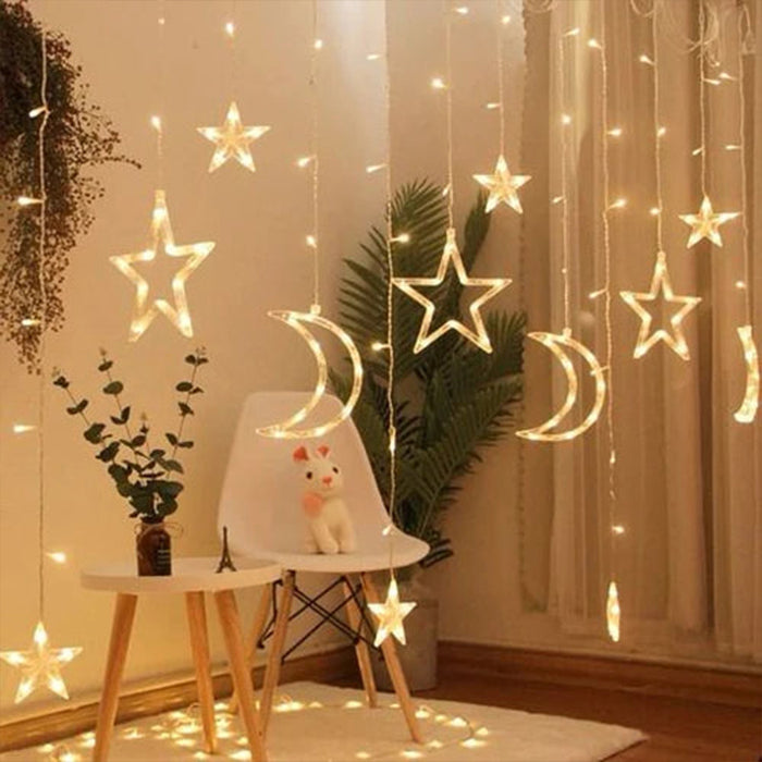 3.5M LED Star and Moon String Lights - Decorative Ramadan Led Lights for Indoor Outdoor versatile decor