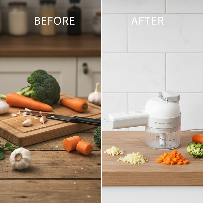 Porodo LifeStyle 45W 4in1 Portable Food Chopper - White