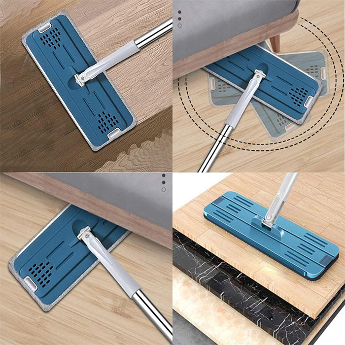 360° 2in1 Flat Mop - Self-Wash And Squeeze Dry Flat Mop With Bucket 2 Mop Pads its pad