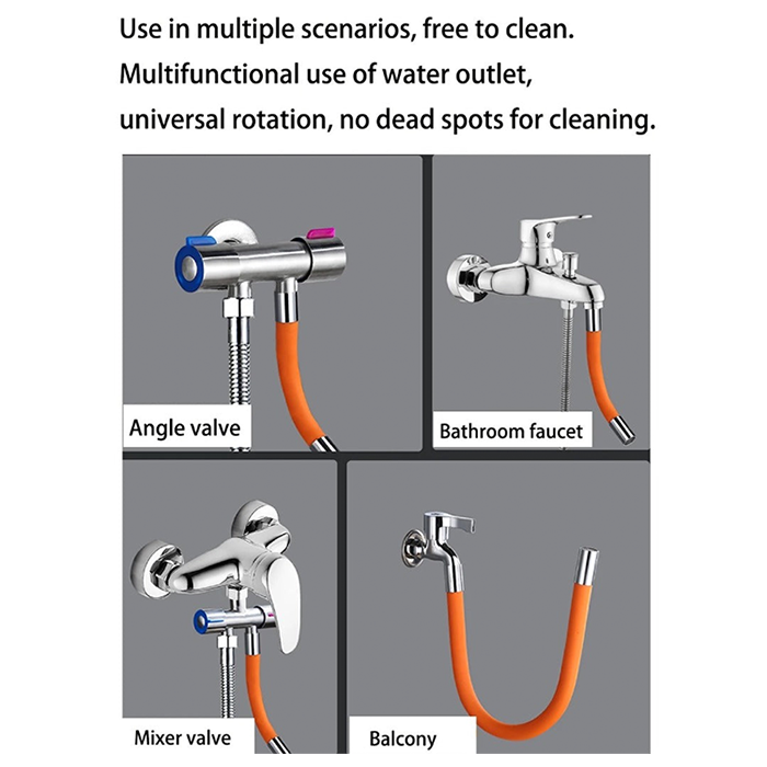360° Flexible Shaped Flex Faucet Extender Tube use in multiple scenarios 