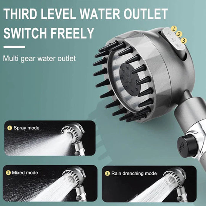 3 Spray Mode Handheld Massage Shower Head With Scrubber Multi gear water outlet
