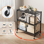 Heavy Duty Multi Tier Foldable Storage Rack with Movable Wheel For Kitchen, book shelfd,Pantry Laundry 3 tier