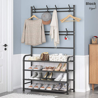 3in1 Multifunctional Hall Tree Shoe Rack with Storage Organizer Black
