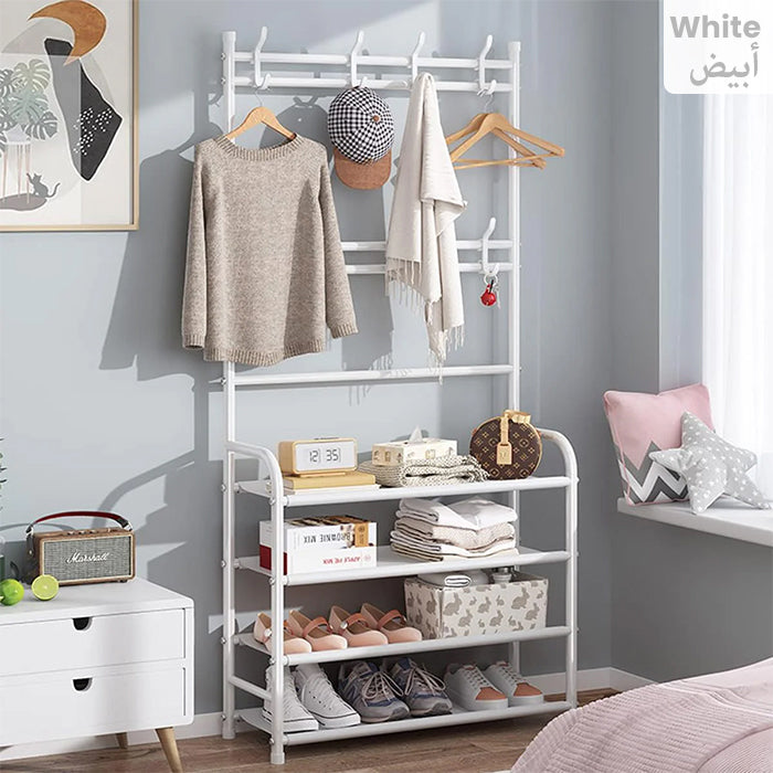 3in1 Multifunctional Hall Tree Shoe Rack with Storage Organizer White Homesouq Qatar