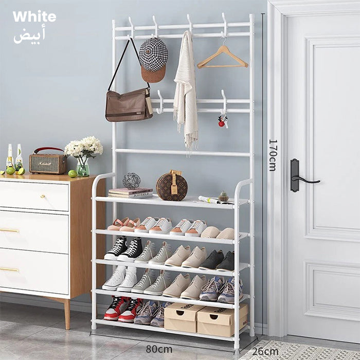3in1 Multifunctional Hall Tree Shoe Rack with Storage Organizer white
