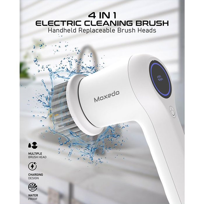 4-In-1 Electric Spin Scrubber, Power Scrubber Cordless Electric Brush Shower Scrubber for Cleaning replaceable brush heads