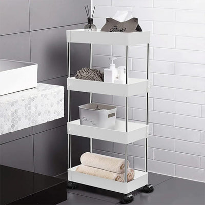 4-Tier Kitchen Shelf Trolley Rack, Multi-functional Storage Organizer Cart