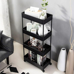 4-Tier Kitchen Shelf Trolley Rack, Multi-functional Storage Organizer Cart Black