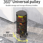 4-Tier Metal Storage Tower Basket Shelves Organiser on Rolling Wheels with Removal Drawers