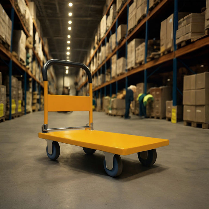 400 KG Heavy Duty Foldable Warehouse Trolley with Swivel Wheels Multipurpose Utility Cart