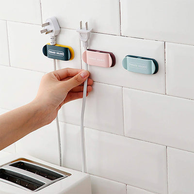 Two Side Multi Purpose Strong Adhesive Wall Mount Wire Cord Hold For Home Office - 4 Pcs