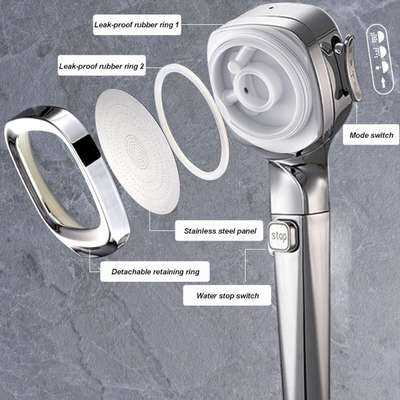 4 Modes High Pressure Shower Head, Water Saving Adjustable Shower product details