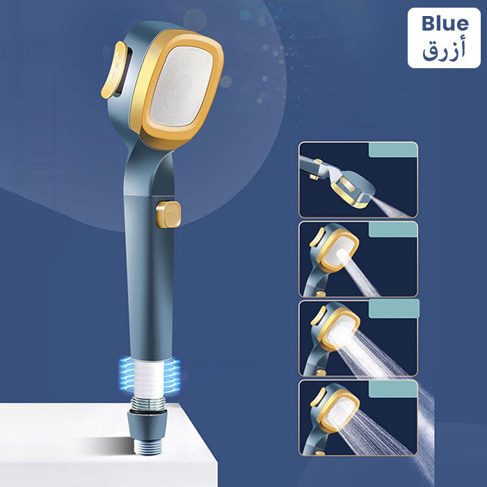 4 Modes High Pressure Shower Head, Water Saving Adjustable Shower with Filter blue
