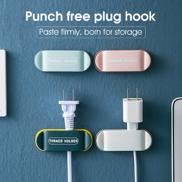 4 Pcs Punch Free Adhesive Wall Cable Cord Holder  punch free plug hook