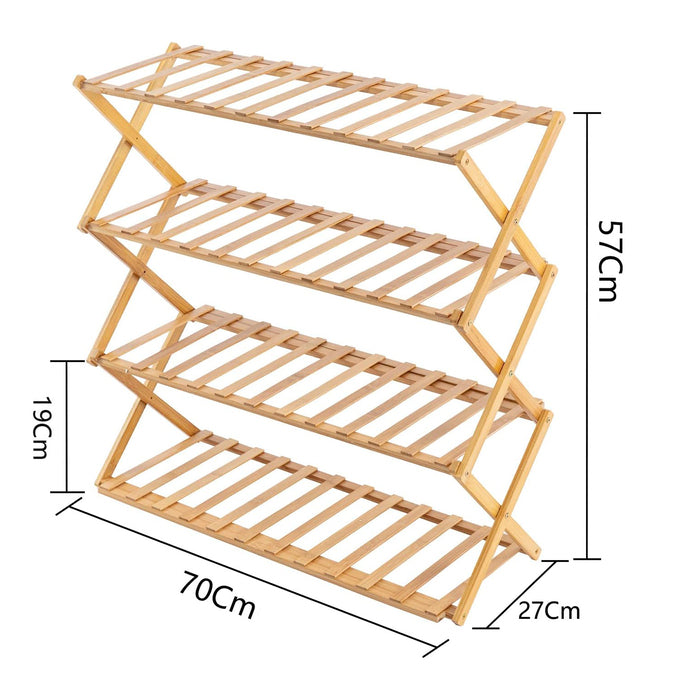 4 Tier Shoe Rack, Bamboo Shoe Rack, Multi Tier Foldable Shoe Organizer Dimensions